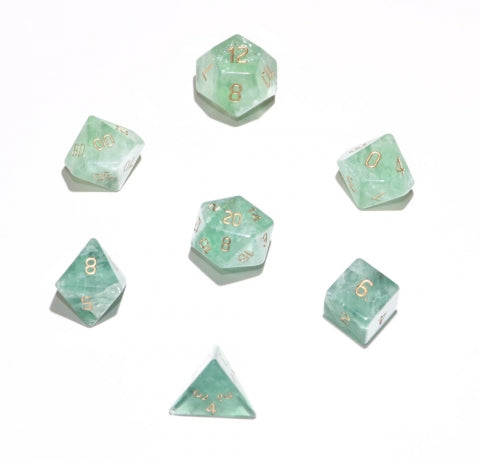 Gemstone Dice: Green Flourite - 7pc Set (16mm)
