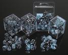 Picture of the Dice: 7 Black-Shell/white Gemini Polyhedral Dice Set - CHX26446