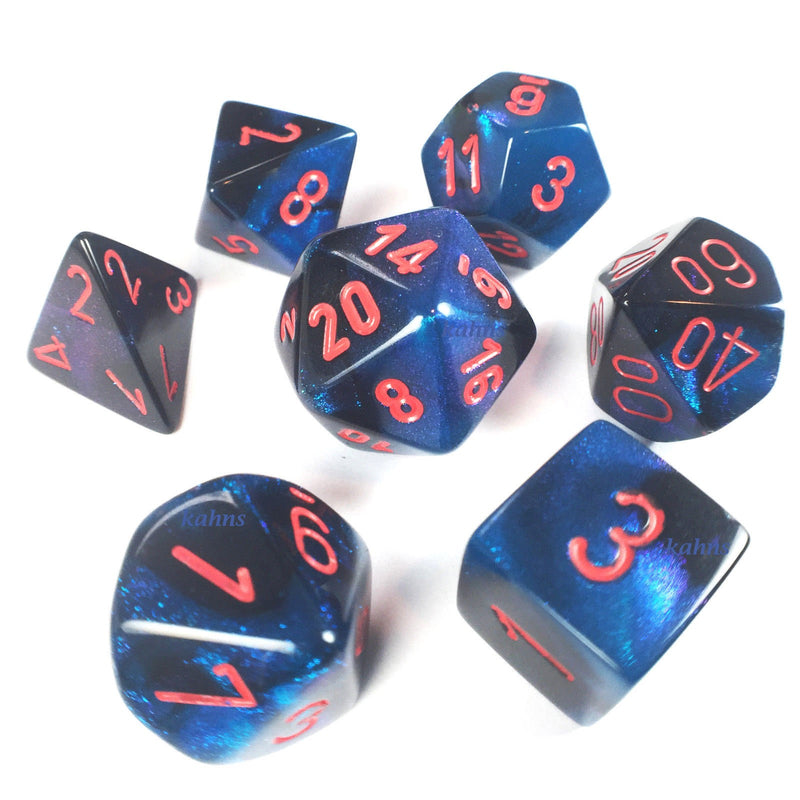 Picture of the Dice: 7 Black-Starlight w/Red Gemini Polyhedral Dice Set - CHX26458