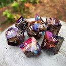 Gemstone Dice 7 Piece Set WS - Bronze Purple Imperial Jasper Trustone