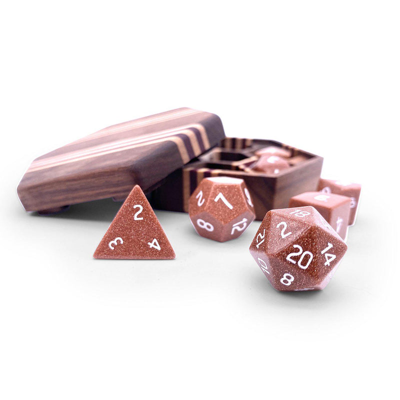 Gemstone Dice 7 Piece Set WS - Gold Sandstone
