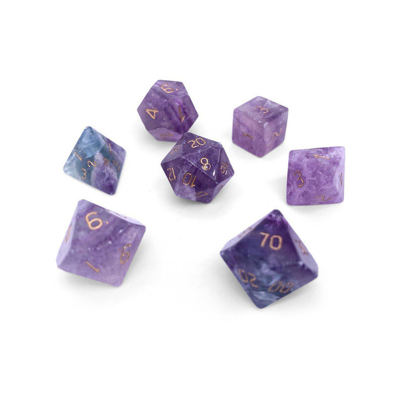Gemstone Dice 7 Piece Set WS - Purple Fluorite