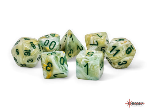 Mega-Hedral 7-Die Set: Marble Green/Dark Green