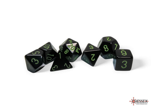 RPG Dice Set (7) - Opaque Black/Green