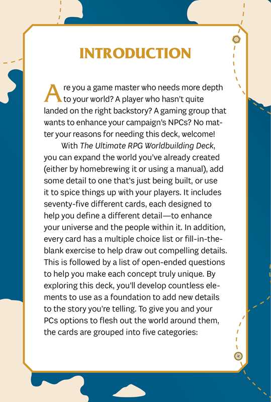Ultimate RPG Worldbuilding Deck by James D’Amato: Flashcards; 79 pages / English