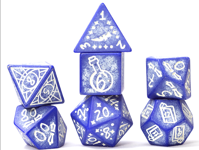 Sirius Dice 7 Dice RPG set - Illusory Stone - Purple Agate
