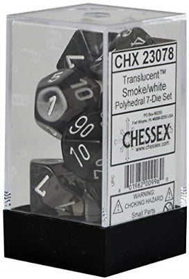 RPG Dice Set (7) - Translucent Smoke/White