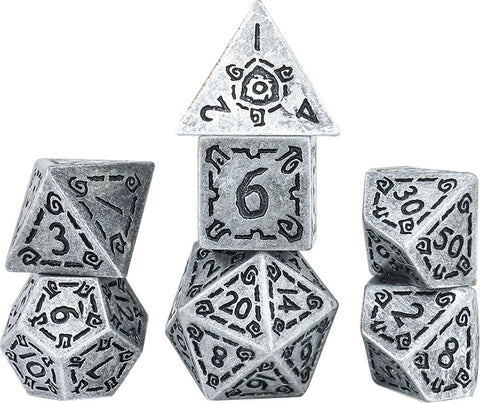 Sirius Dice 7 Dice RPG set - Illusory Metal - Silver