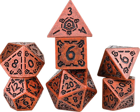 Sirius Dice 7 Dice RPG set - Illusory Metal - Copper