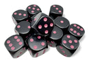 16mm D6 Dice Block (12) - Opaque Black/Pink