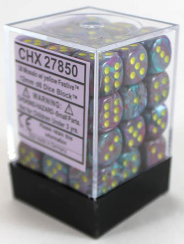 12mm D6 Dice Block (36) - Festive Mosaic Yellow