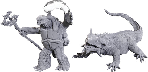 D&D Unpainted Minis: Tortle Druid & Wild Shape Giant Lizard - Wave 24