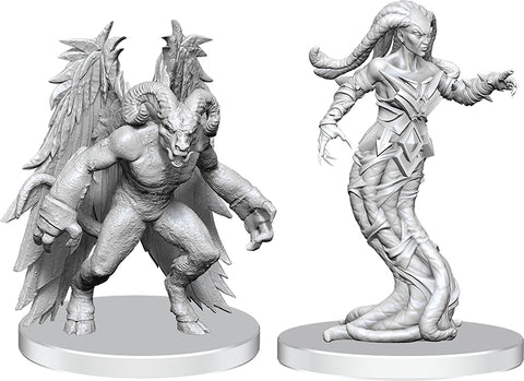 Pathfinder Unpainted Miniatures: Gylou (Handmaiden Devil) & Ferrugon (Rust Devil)