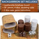Tan Map Style Leatherette Backgammon Set, 14.75 x 9.75 in.