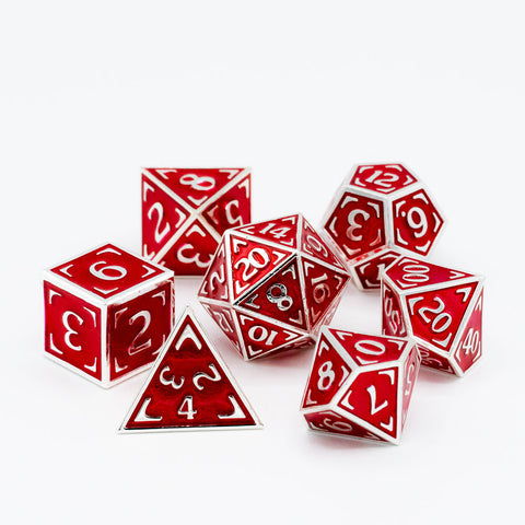 Metal RPG Dice Set (7) - Reticle Zenith Redshirt