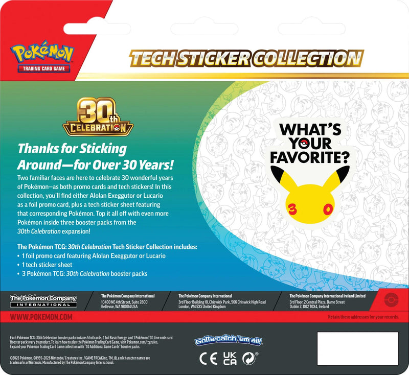 PREORDER: *Limit 1* 30th Celebration Tech Sticker Collection [Alolan Exeggutor] (available 09/18)
