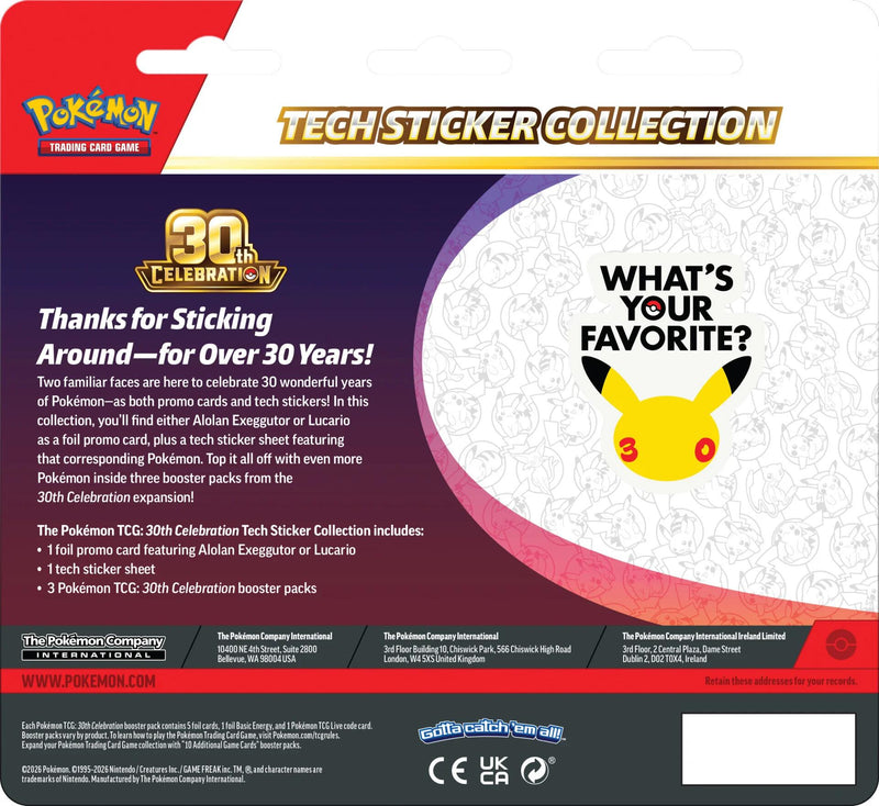PREORDER: *Limit 1* 30th Celebration Tech Sticker Collection [Lucario] (available 09/18)