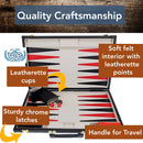 Tan Map Style Leatherette Backgammon Set, 14.75 x 9.75 in.
