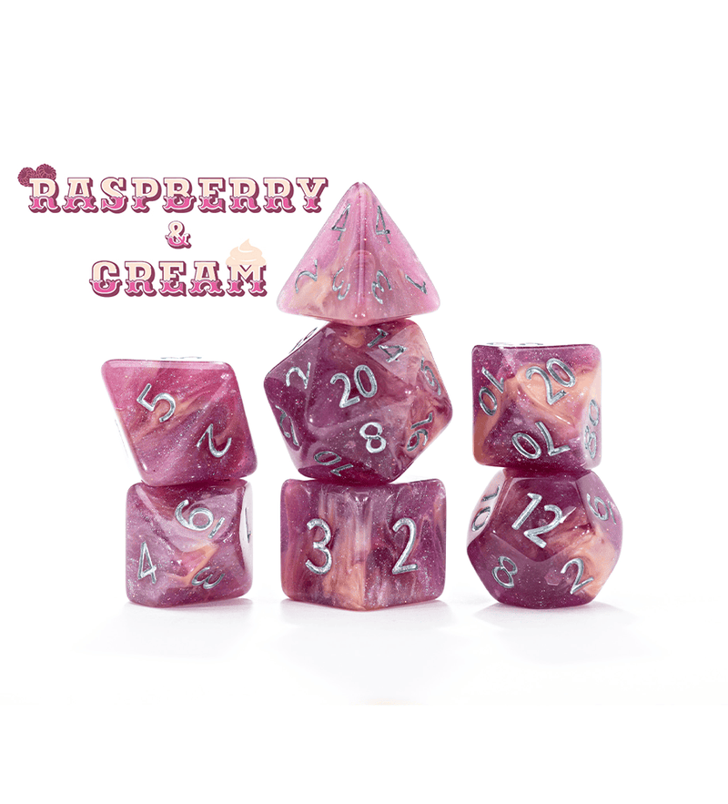 RPG 7 Dice Set: Aether Dice - 'Raspberry & Cream'