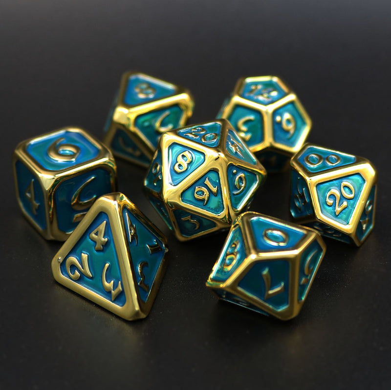 RPG Dice Set (7) - Polychrome Diaglyph Auric Aquamarine