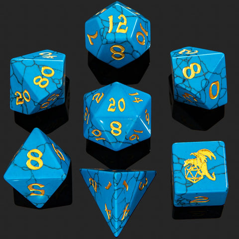 Hymgho Dragon's Hoard Gemstone Dice: Blue Turquoise