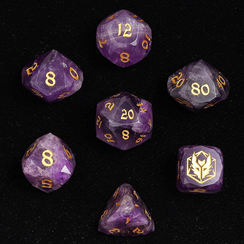 Hymgho Dragon's Hoard Gemstone Dice: Luster Cut Amethyst