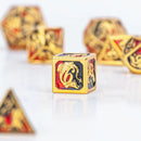 Hymgho Gold with Red/Black Solid Metal Dragon Polyhedral Dice Set