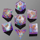 Hymgho 7pc RPG Dice Set: Captured Magic Hand Sanded Sharp Edge Resin - Arcane Amethyst