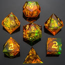 Hymgho 7pc RPG Dice Set: Orange and Green - Resin