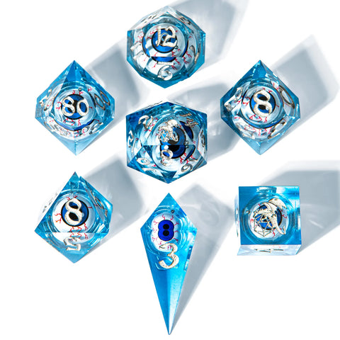 Hymgho 7pc RPG Dice Set: Always Watching Blue Eyes