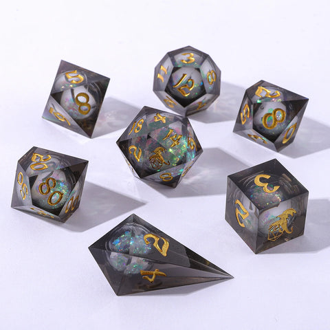 Hymgho 7pc RPG Dice Set: Cursed Eclipse - Liquid Core