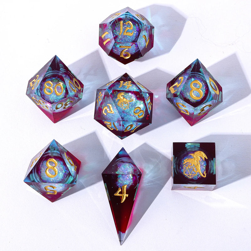 Hymgho 7pc RPG Dice Set: Elemental Mana - Liquid Core