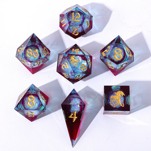 Hymgho 7pc RPG Dice Set: Elemental Mana - Liquid Core