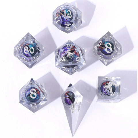 Hymgho 7pc RPG Dice Set: Beholder's Gaze Rainbow - Liquid Core