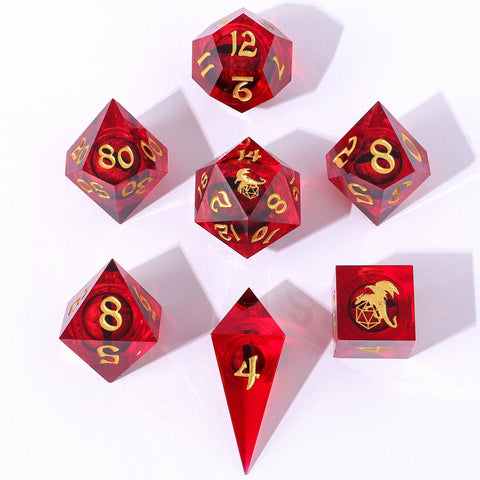 Hymgho 7pc RPG Dice Set: Beholder's Gaze Red - Liquid Core