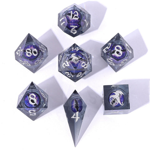 Hymgho 7pc RPG Dice Set: Dragon's Eye Purple - Liquid Core