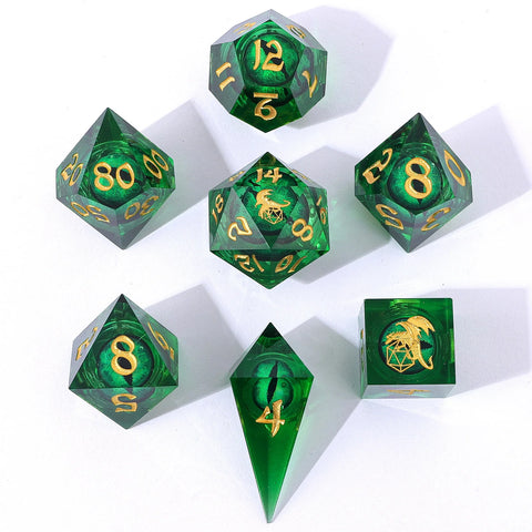 Hymgho 7pc RPG Dice Set: Beholder's Gaze Green