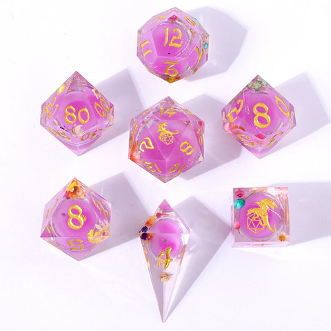 Hymgho 7pc RPG Dice Set: Arcane Blossom - Liquid Core