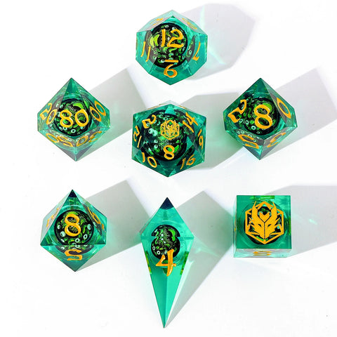 Hymgho 7pc RPG Dice Set: Always Watching Sphere of Many Eyes - Liquid Core