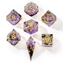 Hymgho 7pc RPG Dice Set: Captured Magic Hand Sanded Sharp Edge Resion - Midnight Velvet