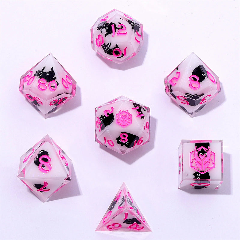 Hymgho 7pc RPG Dice Set: Captured Magic Sharp Edge Resin Dice Set - Scaredy Cat