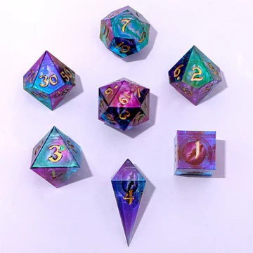 Hymgho 7pc RPG Dice Set: Oil Eye - Liquid Core