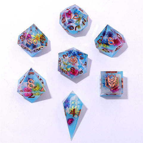 Hymgho 7pc RPG Dice Set: Floral Mirage - Resin
