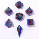 Hymgho 7pc RPG Dice Set: Captured Magic Sharp Edge Resin Dice Set - Sapphire Inferno