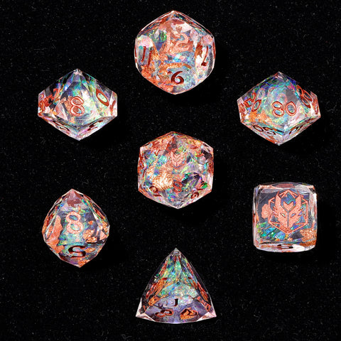Hymgho 7pc RPG Dice Set: Opal - Luster Cut Resin