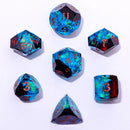 Hymgho 7pc RPG Dice Set: Blue & Red Luster Cut Resin