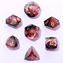 Hymgho 7pc RPG Dice Set: Captured Magic Luster Cut Resin Dice Set - Blood Crystal