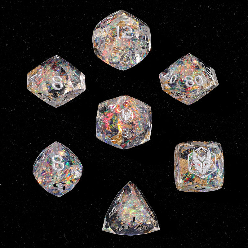 Hymgho 7pc RPG Dice Set: Crystal - Luster Cut Resin