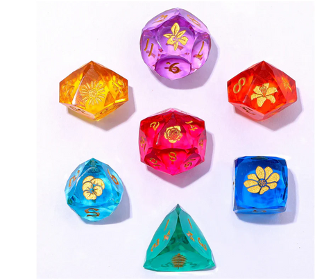 Hymgho 7pc RPG Dice Set: Bouquet of Dice - Luster Cut Resin