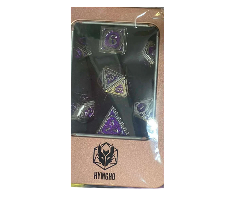 Hymgho Solid Metal Sorcerer RPG Dice set - Purple w/ Silver